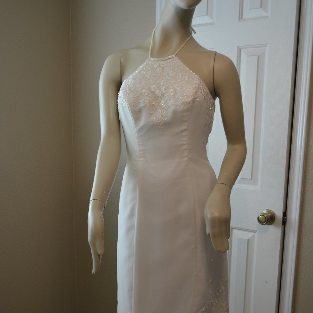 Hand Made Beaded Ivory scalloped formal dress